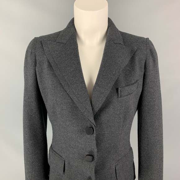 DOLCE & GABBANA Size 6 Grey Virgin Wool Jacket Blazer - Picture 2 of 7